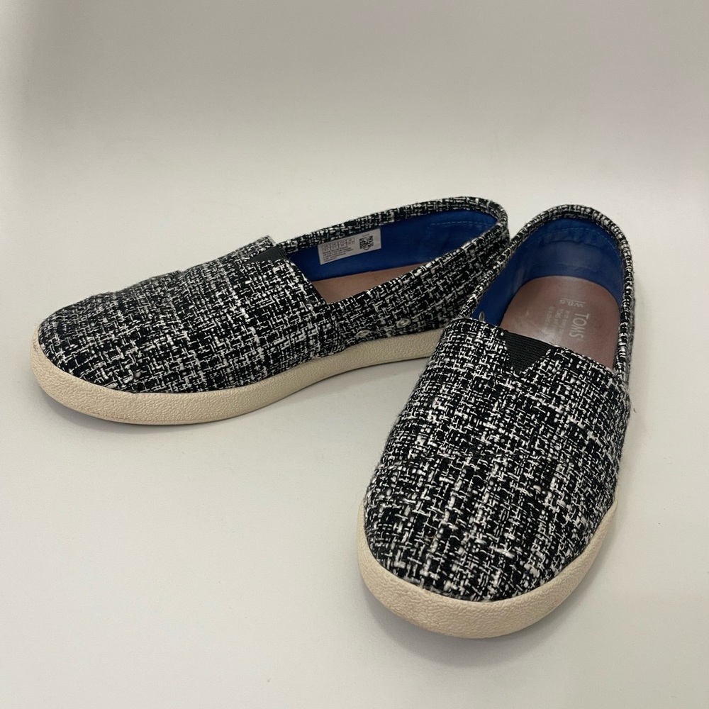 Toms Monochrome Patterned Slip-Ons